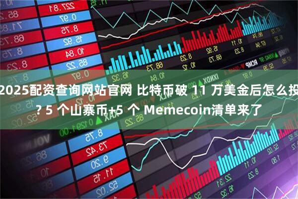 2025配资查询网站官网 比特币破 11 万美金后怎么投? 5 个山寨币+5 个 Memecoin清单来了